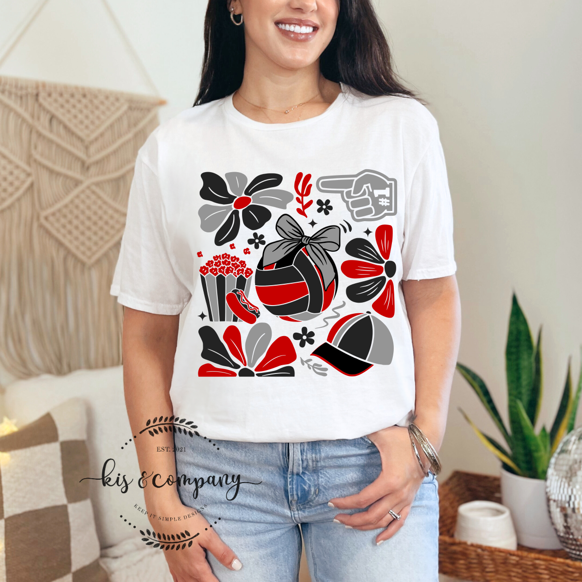 Boho Volleyball - red black