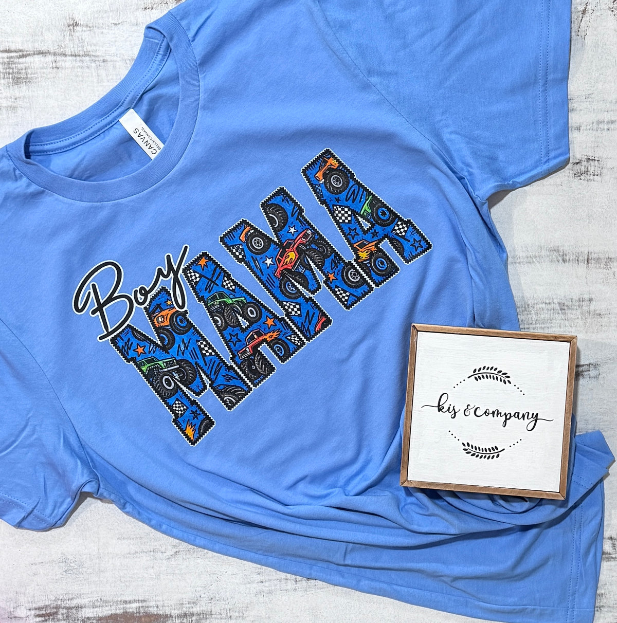 Boy Mama with trucks