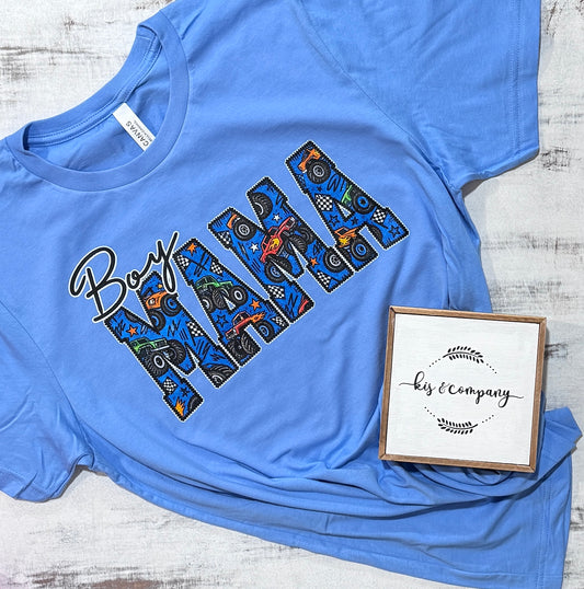 Boy Mama with trucks