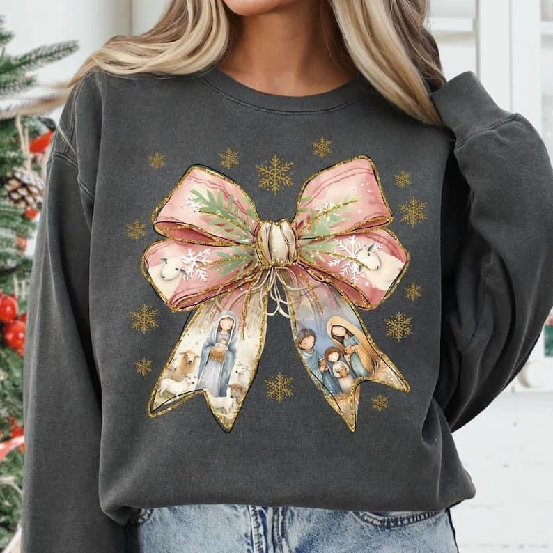 Crewneck Nativity Bow