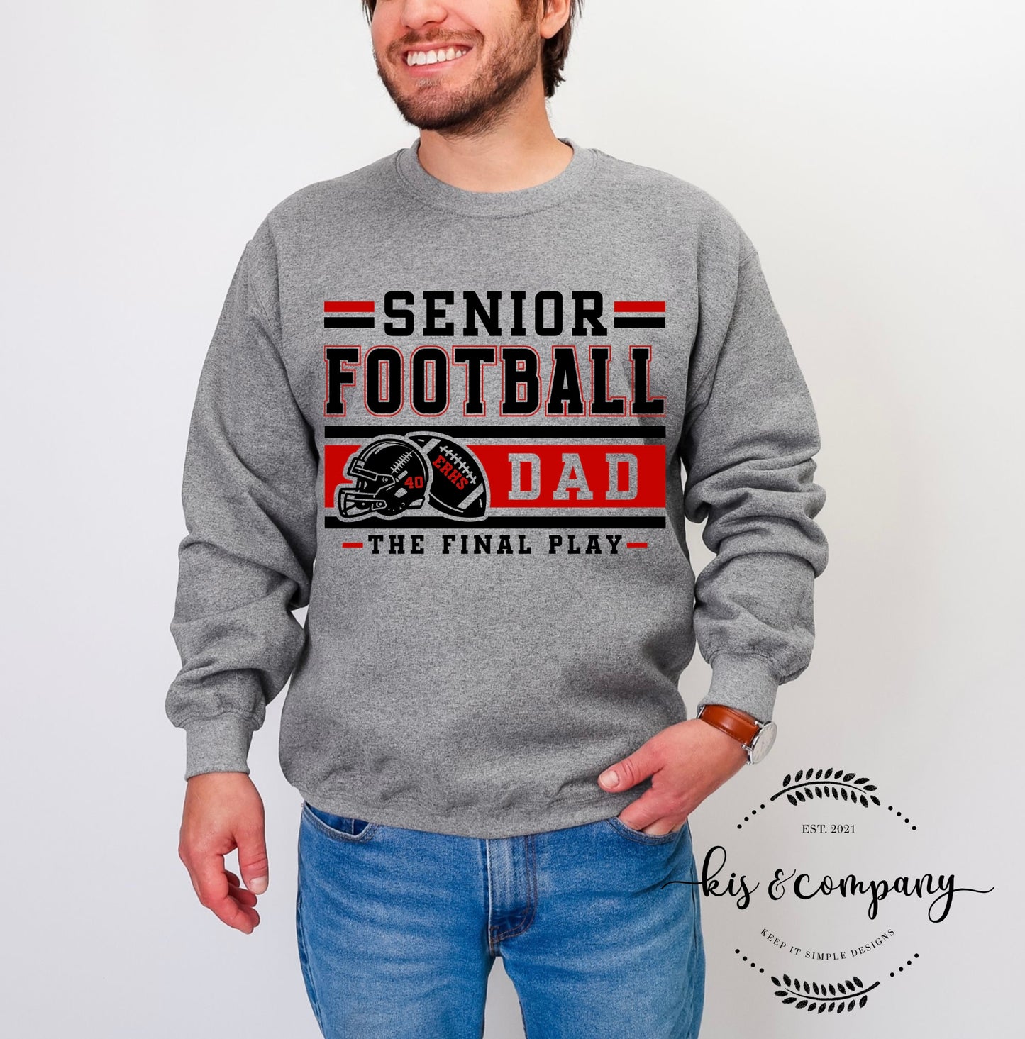 Senior Football Dad - Black & Red Design