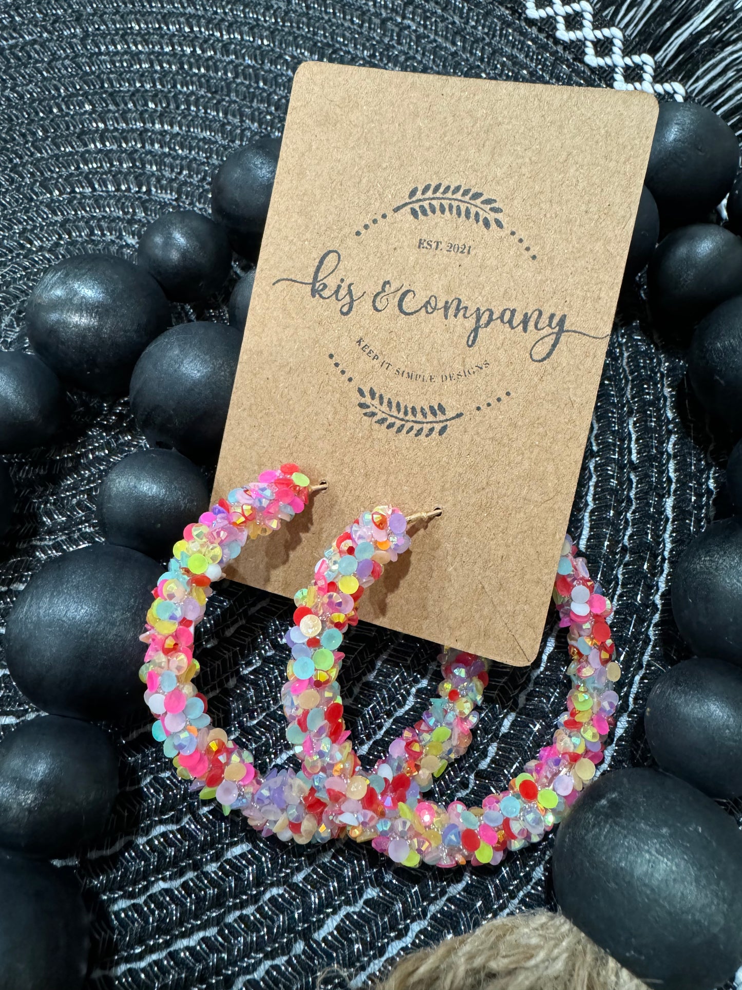 Colorful glitter hoops