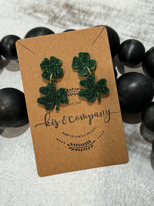 Green Glitter Shamrocks