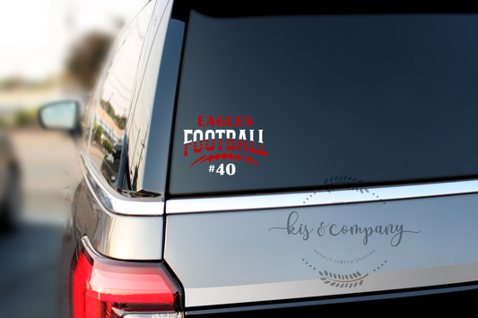 EAGLES football with # Decal