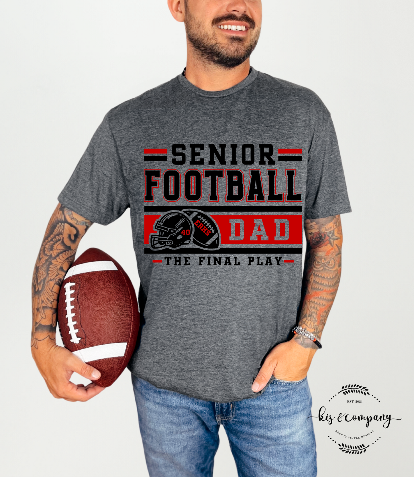 Senior Football Dad - Black & Red Design