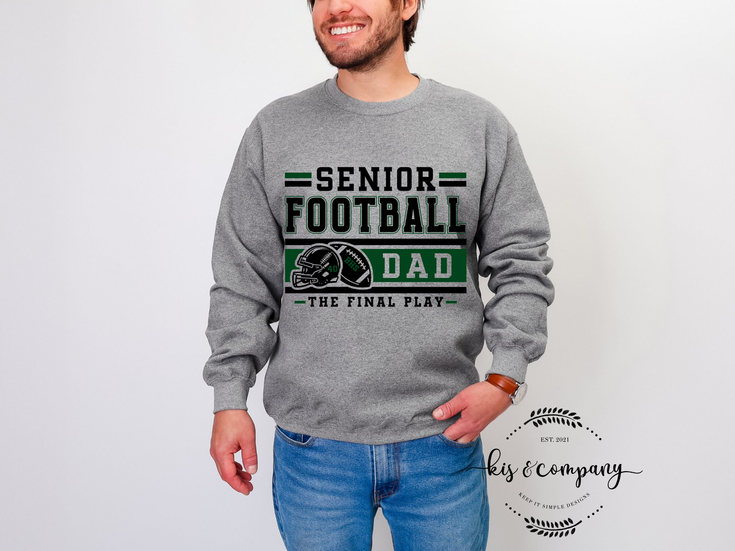 Senior Football Dad - Green & Black Design