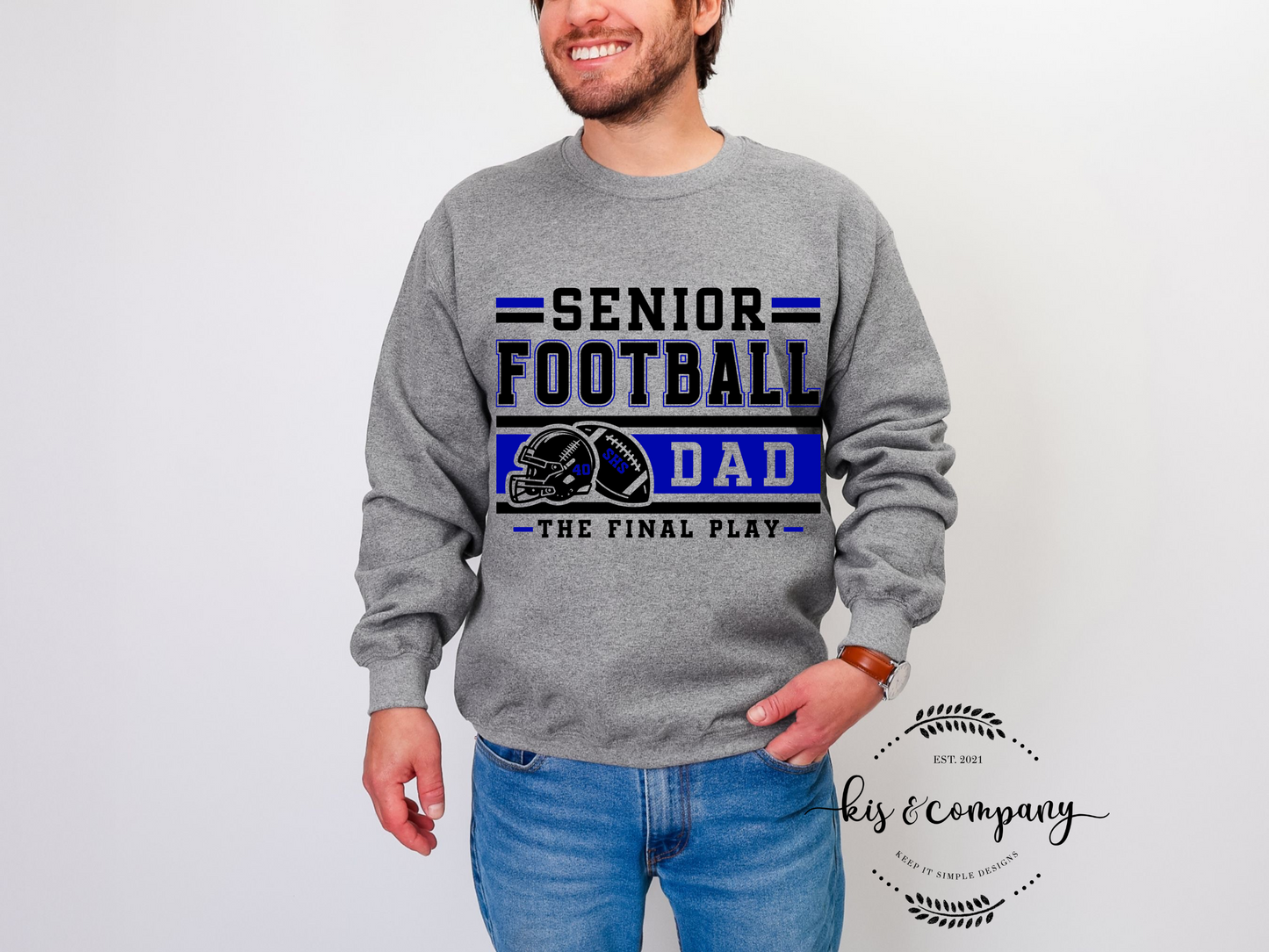 Senior Football Dad - Royal & Black Design