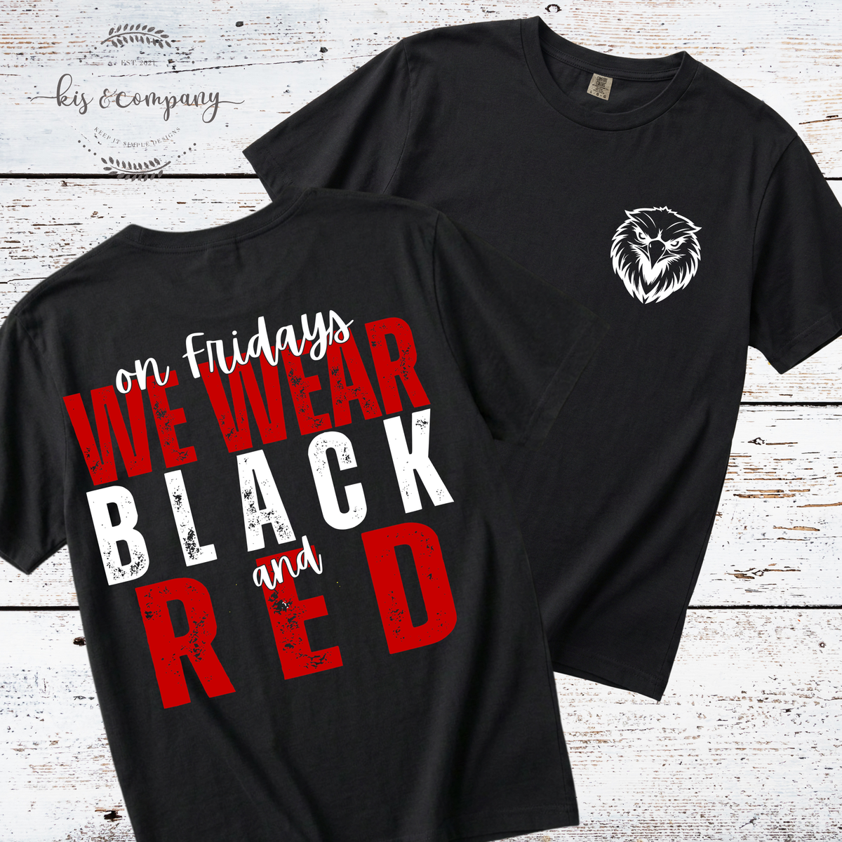 We wear Black & Red - Eagle on black